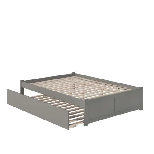 Concord King Platform Bed with Footboard & Twin XL Trundle in Grey Finish Wood