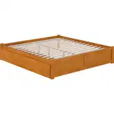 Concord King Platform Bed with Footboard & 2 Drawers in Light Toffee Finish Wood