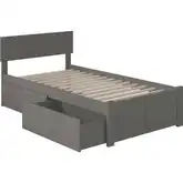 Orlando Twin XL Platform Bed with Flat Footboard & 2 Urban Drawers in Atlantic Grey