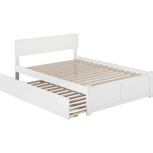 Orlando Full Bed with Flat Panel Footboard & Urban Trundle in White