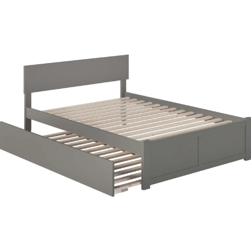 Orlando Full Platform Bed with Flat Panel Footboard & Trundle in Atlantic Grey