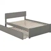 Orlando Full Platform Bed with Flat Panel Footboard & Trundle in Atlantic Grey
