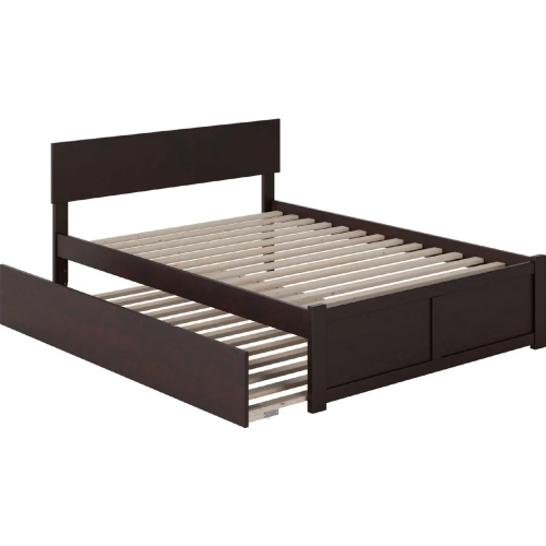 Orlando Full Platform Bed with Flat Panel Foot Board & Full Urban Trundle in Espresso