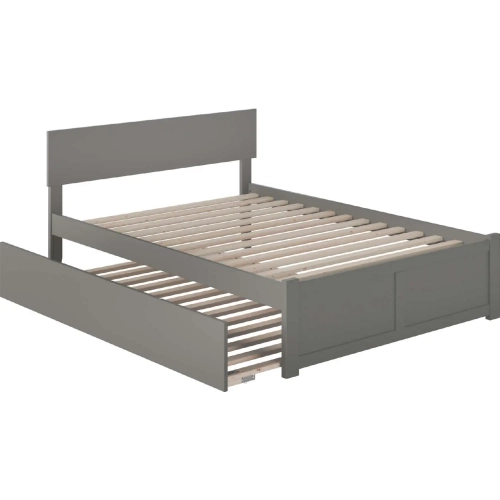 Orlando Full Platform Bed with Flat Panel Foot Board & Full Urban Trundle in Grey