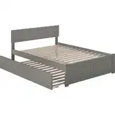 Orlando Full Platform Bed with Flat Panel Foot Board & Full Urban Trundle in Grey