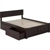 Orlando Full Bed with Flat Panel Footboard & 2 Urban Bed Drawers in Espresso