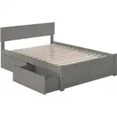Orlando Full Platform Bed with Flat Panel Footboard & 2 Under Bed Drawers in Atlantic Grey