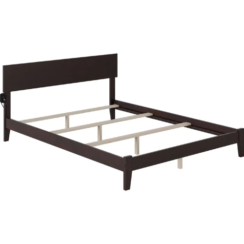 Orlando Queen Bed with Open Footboard & Turbo Charger in Espresso