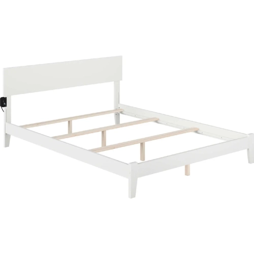 Orlando Queen Bed with Open Footboard & Turbo Charger in White