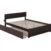 Orlando King Platform Bed with Footboard & Twin XL Trundle in Espresso Finish Wood