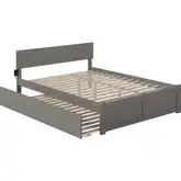 Orlando King Platform Bed with Footboard & Twin XL Trundle in Grey Finish Wood