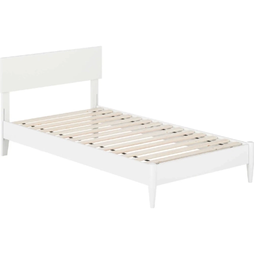Aria Twin Low Profile Platform Bed with USB in White Finish Wood