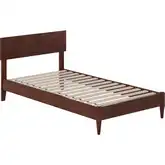 Aria Twin Low Profile Platform Bed with USB in Walnut Finish Wood