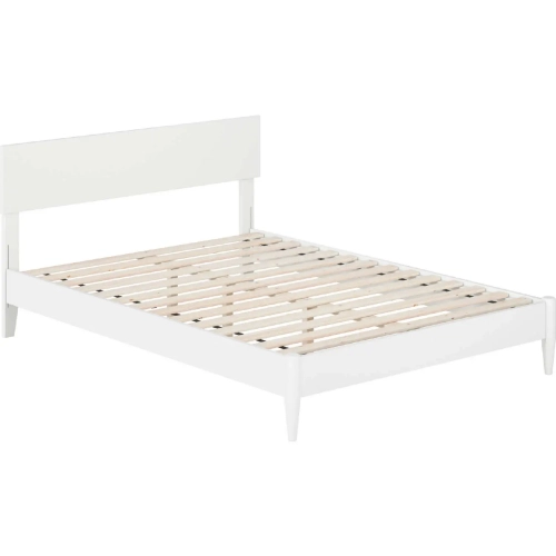 Aria Full Low Profile Platform Bed with USB in White Finish Wood