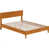 Aria Full Low Profile Platform Bed with USB in Light Toffee Finish Wood