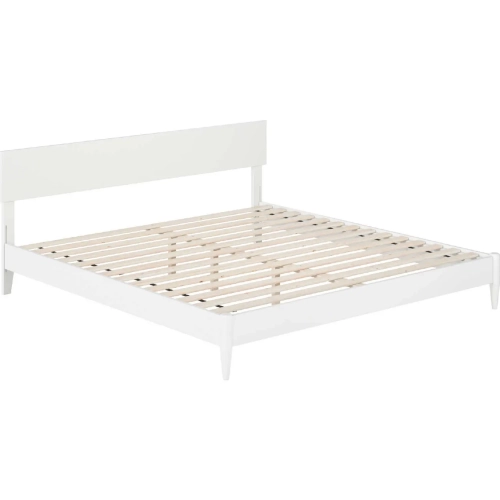 Aria King Low Profile Platform Bed with USB in White Finish Wood