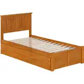 Nantucket Twin XL Platform Bed with Footboard, Twin XL Trundle & Charging in Light Toffee