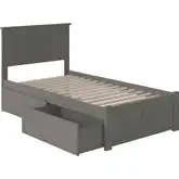 Nantucket Twin XL Platform Bed with Flat Footboard & 2 Urban Bed Drawers in Atlantic Grey