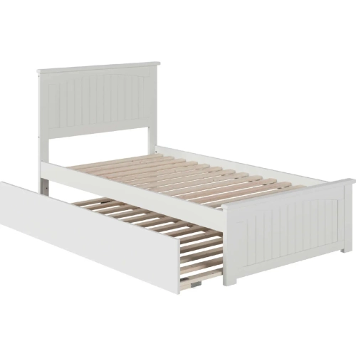 Nantucket Twin Extra Long Bed with Footboard & Twin Extra Long Trundle in White
