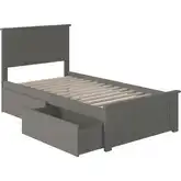 Nantucket Twin XL Bed with Matching Footboard & 2 Urban Bed Drawers in Atlantic Grey