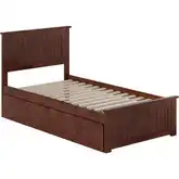 Nantucket Twin Platform Bed with Footboard, 2 Drawers & Charging in Walnut