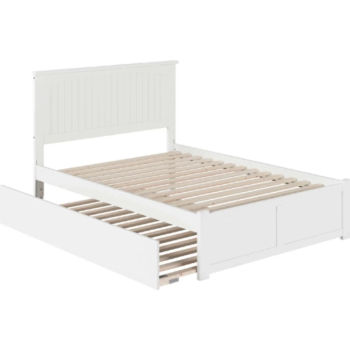 Nantucket Full Platform Bed with Flat Panel Foot Board & Full Urban Trundle Bed in White