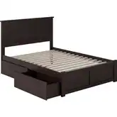 Nantucket Full Bed with Flat Panel Footboard & 2 Urban Bed Drawers in Espresso