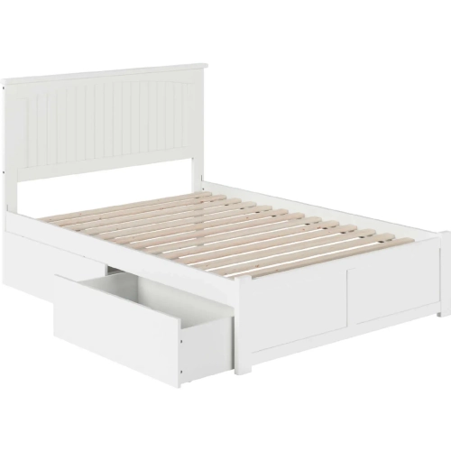 Nantucket Full Bed with Flat Panel Footboard & 2 Urban Bed Drawers in White