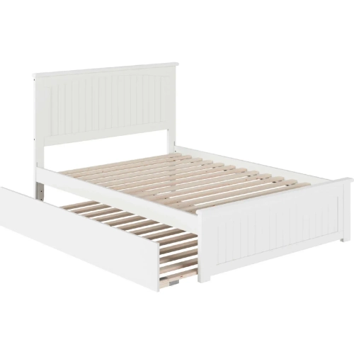 Nantucket Full Platform Bed with Matching Foot Board & Full Urban Trundle in White