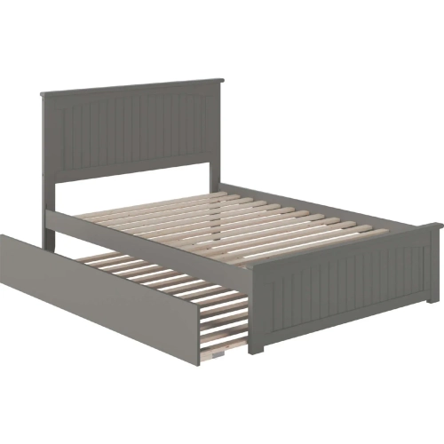 Nantucket Full Platform Bed with Matching Foot Board & Full Urban Trundle in Grey