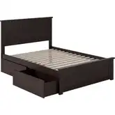 Nantucket Full Bed with Matching Footboard & 2 Urban Bed Drawers in Espresso