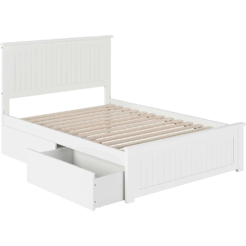 Nantucket Full Bed with Matching Footboard & 2 Urban Bed Drawers in White