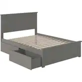 Nantucket Full Platform Bed with Matching Footboard & 2 Under Bed Drawers in Atlantic Grey