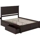 Nantucket Queen Bed with Flat Panel Footboard & 2 Urban Bed Drawers in Espresso