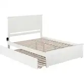 Nantucket Queen Platform Bed, Match Footboard, Turbo Charger & Twin XL Trundle in White