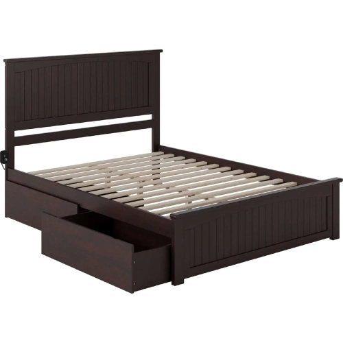 Nantucket Queen Bed with Matching Footboard & 2 Urban Bed Drawers in Espresso