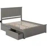 Nantucket Queen Platform Bed with 2 Urban Bed Drawers in Atlantic Grey