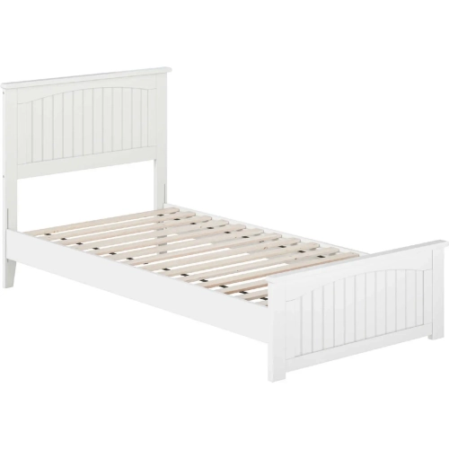 Naples Twin XL Low Profile Platform Bed & Matching Footboard in White Finish Wood