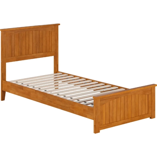 Naples Twin XL Low Profile Platform Bed & Matching Footboard in Light Toffee Finish Wood