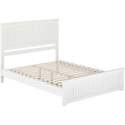 Naples Queen Low Profile Platform Bed & Matching Footboard in White Finish Wood
