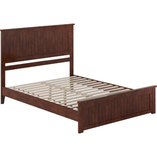 Naples Queen Low Profile Platform Bed & Matching Footboard in Walnut Finish Wood