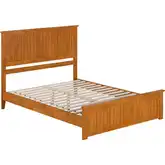 Naples Queen Low Profile Platform Bed & Matching Footboard in Light Toffee Finish Wood