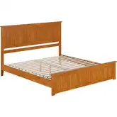 Naples King Low Profile Platform Bed & Matching Footboard in Light Toffee Finish Wood
