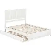 Malta Queen Platform Bed with Panel Footboard, Twin XL Trundle & Charging in White