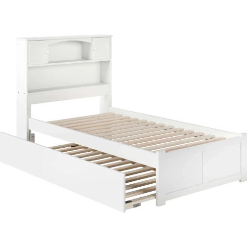Newport Twin Extra Long Bed with Footboard & Twin Extra Long Trundle in White