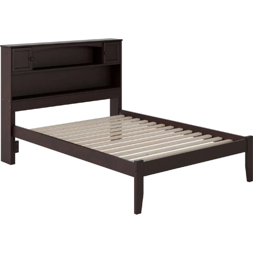 Newport Bookcase Full Bed with Open Foot Rail in Espresso