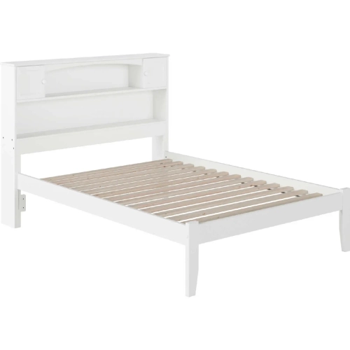 Newport Bookcase Full Bed with Open Foot Rail in White