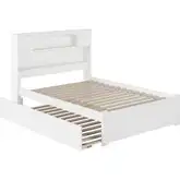 Newport Full Platform Bed with Flat Panel Foot Board & Full Urban Trundle in White