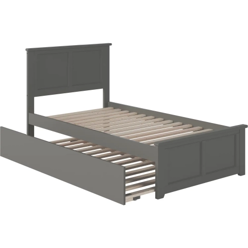 Madison Twin XL Platform Bed w/ Footboard & Twin XL Trundle in Grey Wood