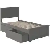 Madison Twin XL Platform Bed w/ Footboard & 2 Drawers in Grey Wood